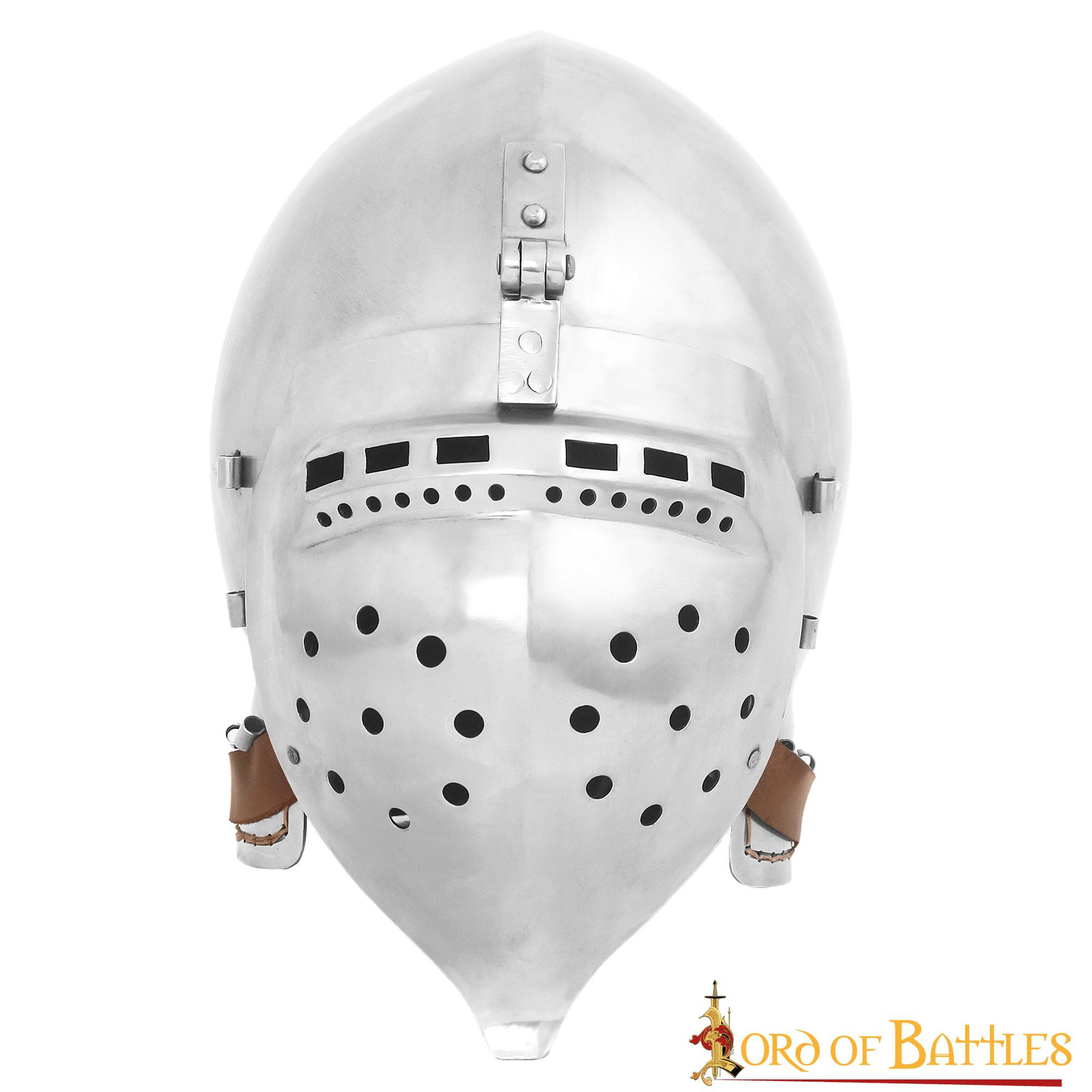 Bacinete Battle-Ready con visera, finales Edad Media