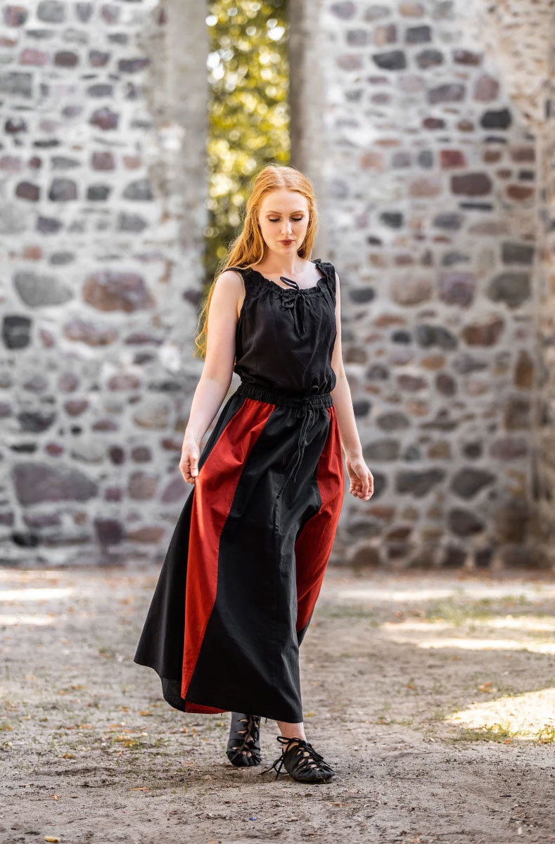 Falda medieval Bicolor Roja-Negra