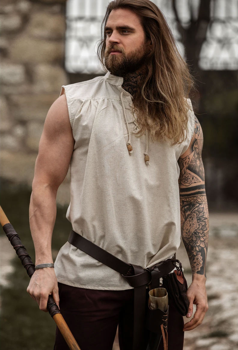 Camisa medieval natural sin mangas