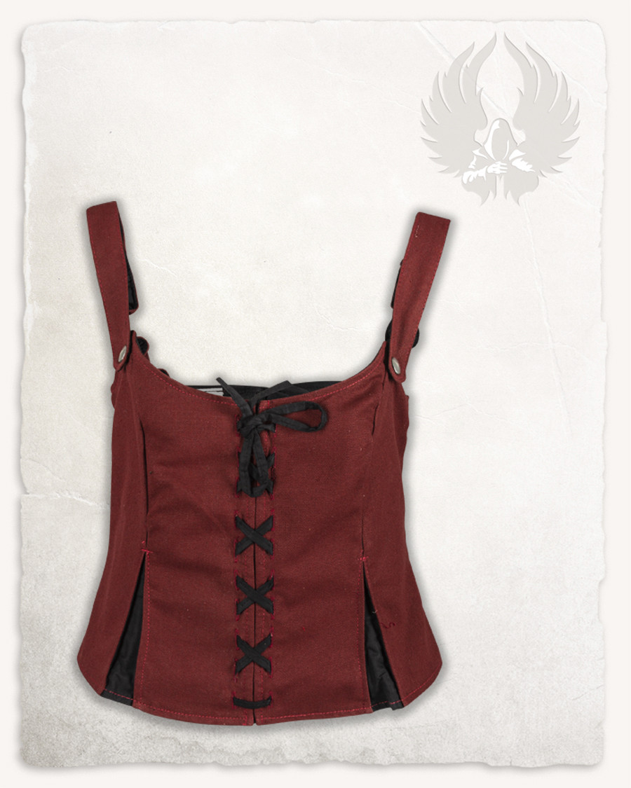 Corpiño medieval cuero modelo Lea, burdeos