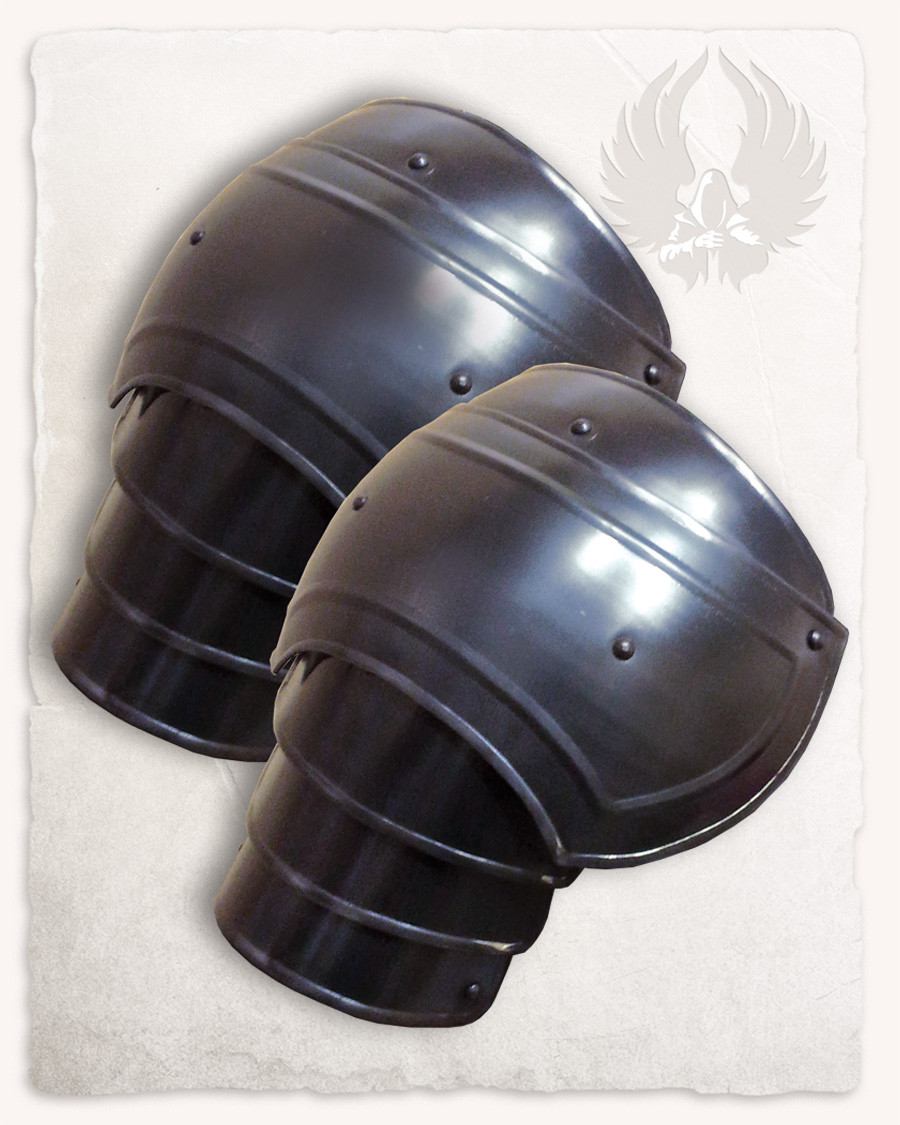 Hombreras medievales acero modelo Adam, acabado ennegrecido