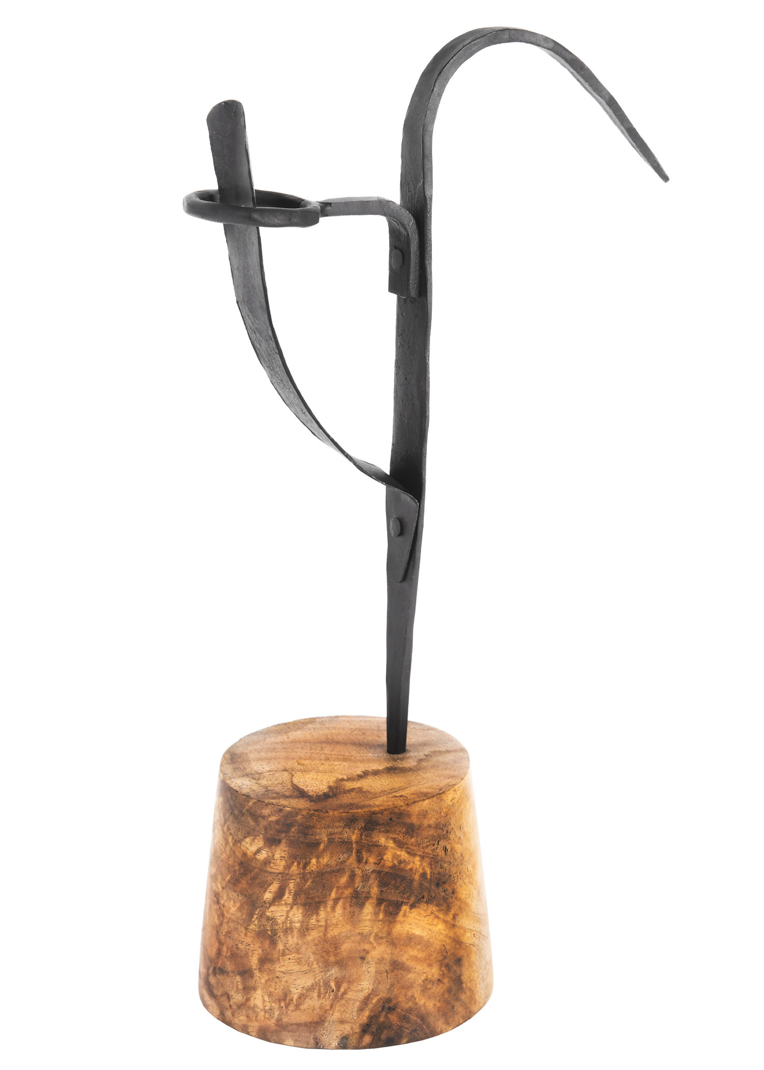 Candelabro medieval de mesa con base madera (30 cm.)