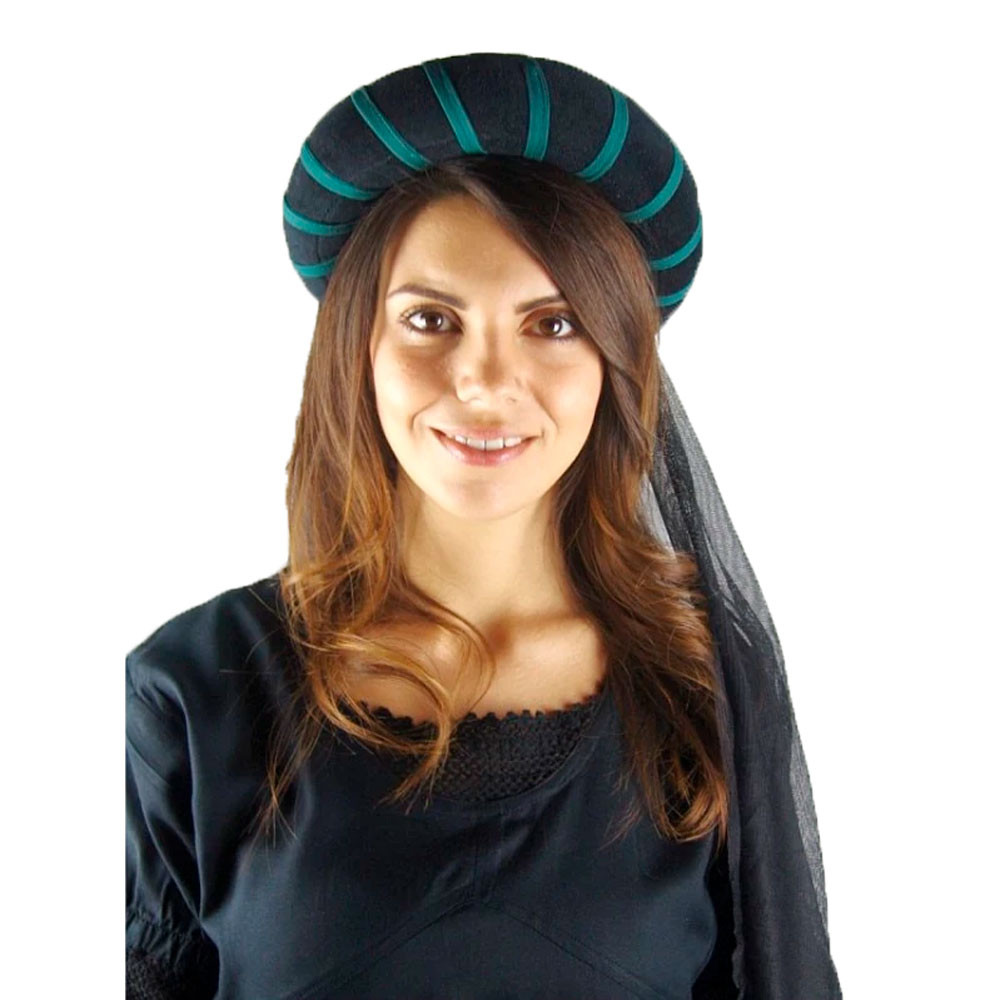 Tocado medieval para mujer, negro-verde