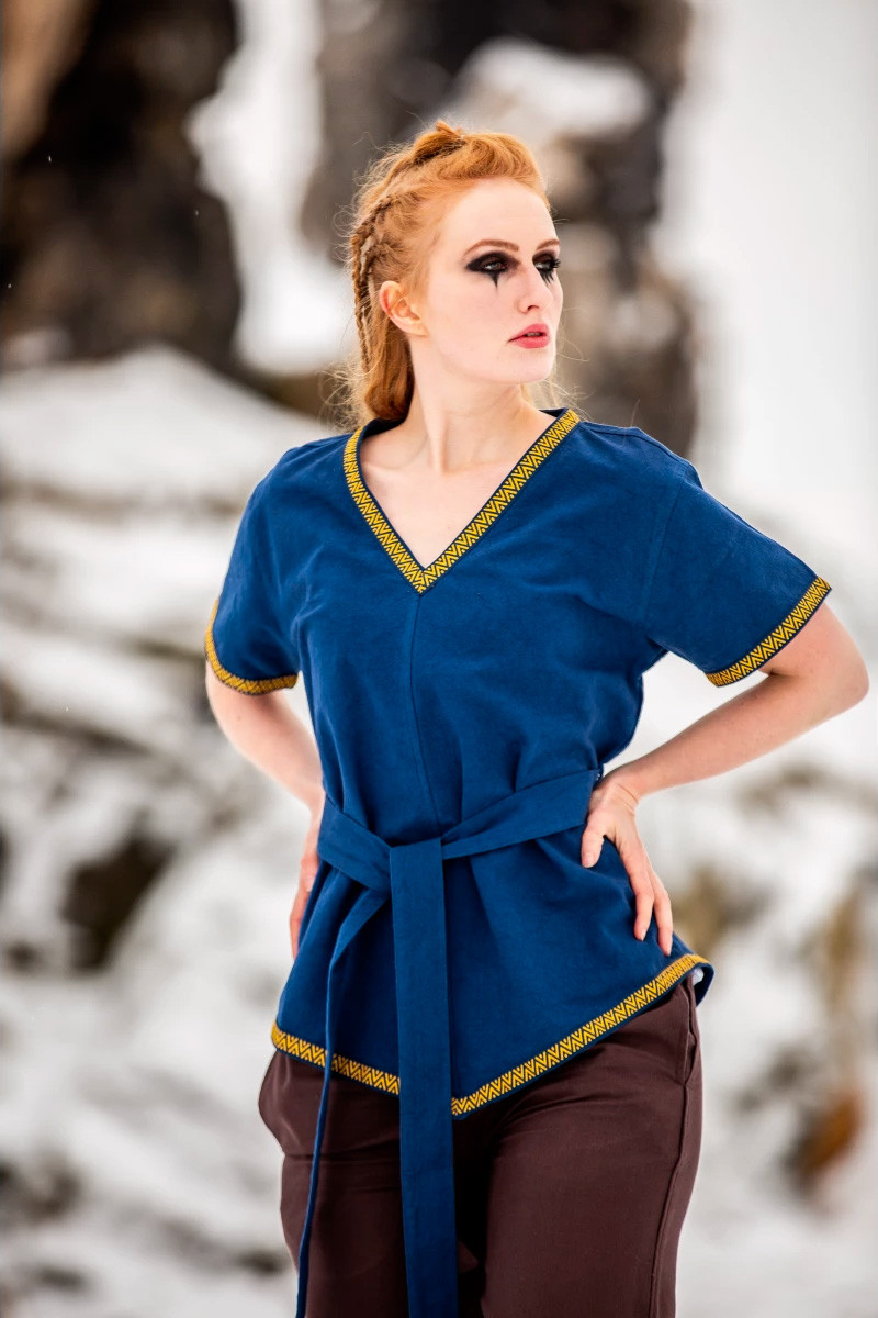 Túnica vikinga para mujer modelo Matilda, azul