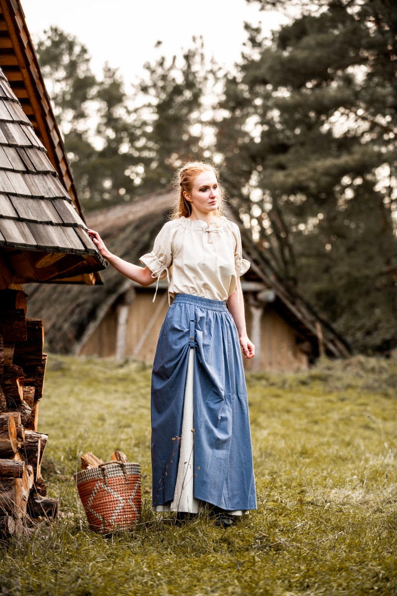 Falda medieval modelo Elise, azul-natural