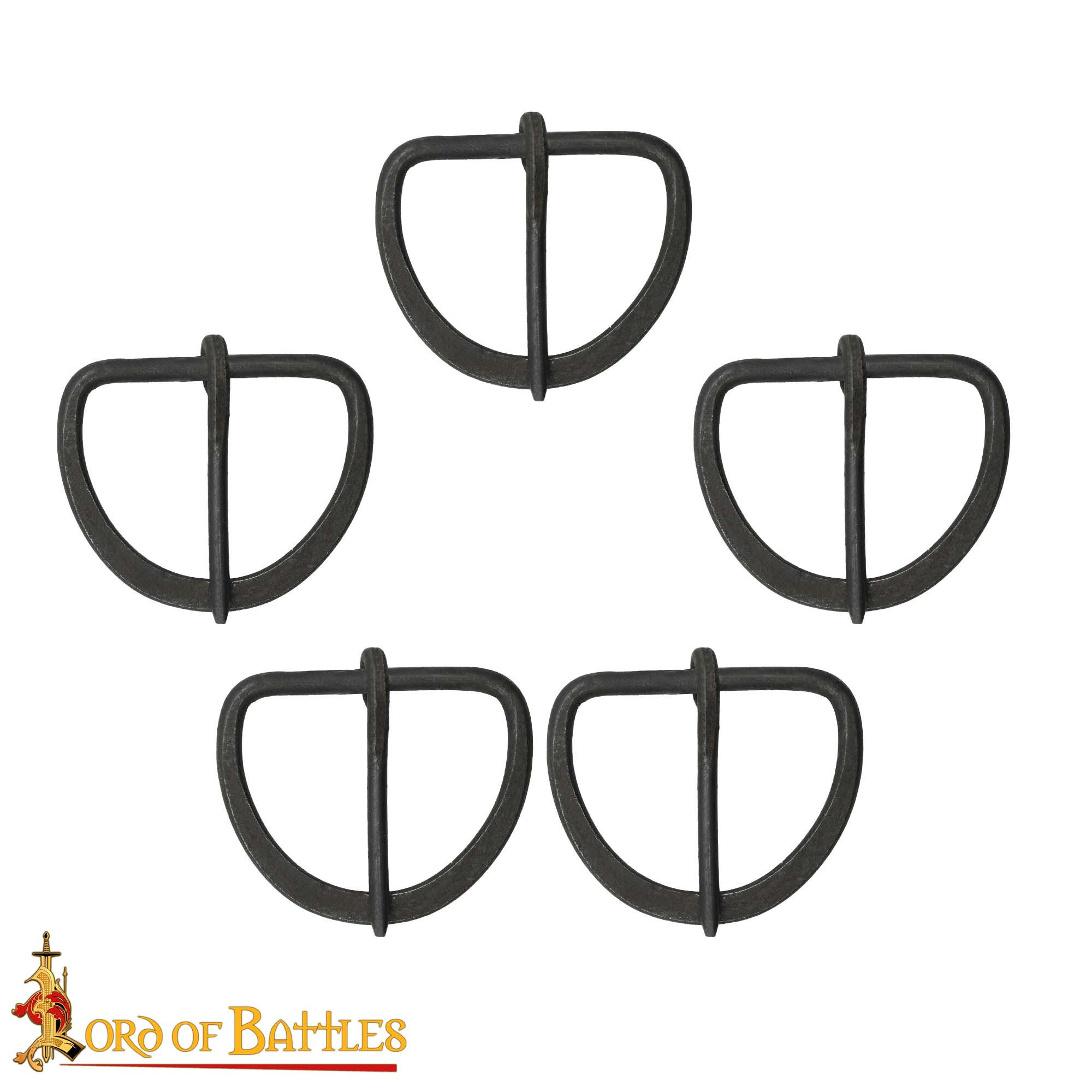 Set 5 hebillas medievales Edad Media de hierro forjado a mano