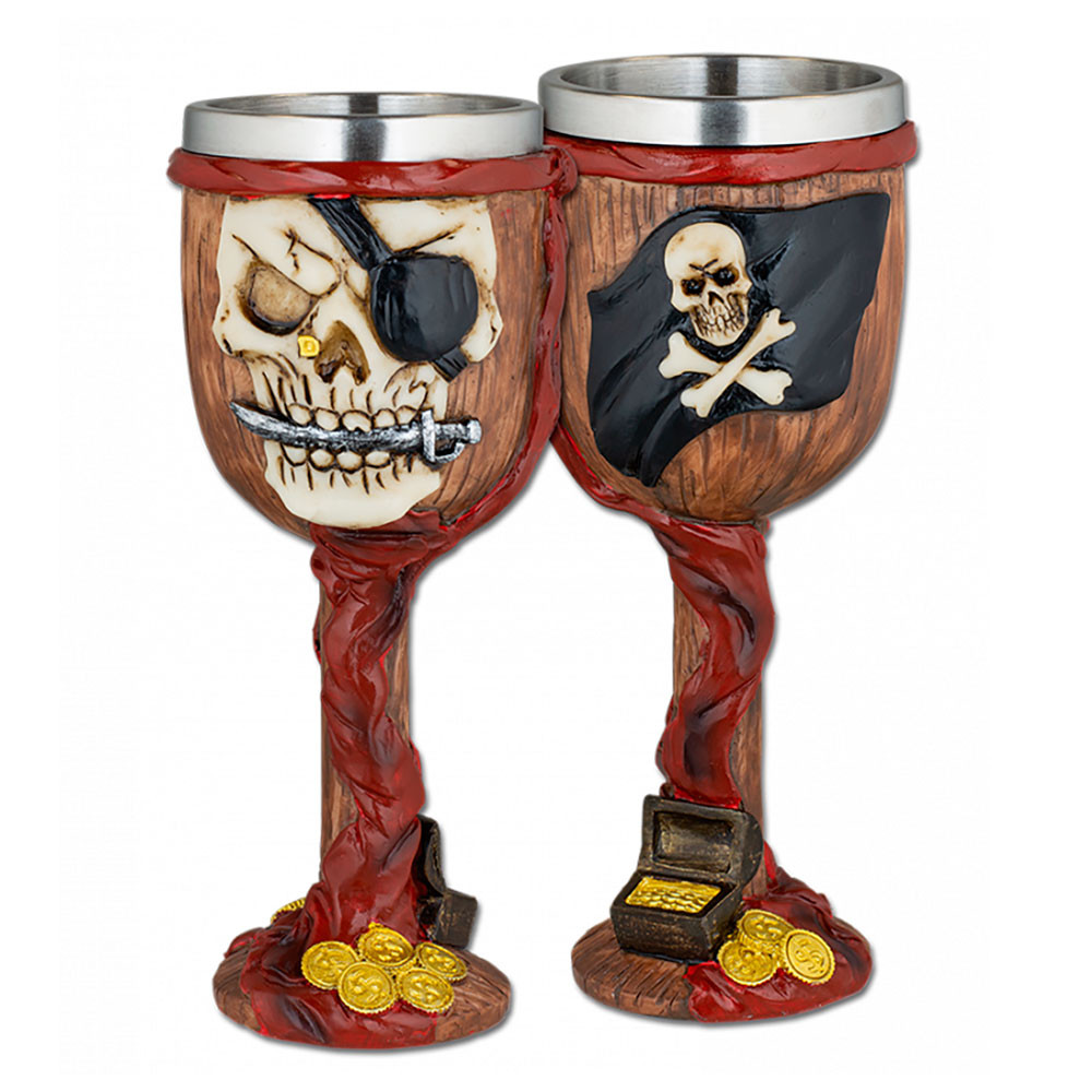 Copa calavera pirata ornamentada (18,5 cm.)