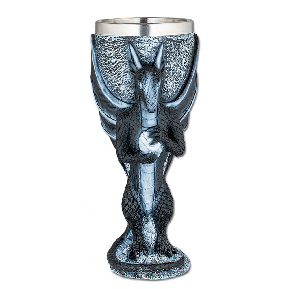 Copa medieval dragón blanco-negro (18,5 cm.)