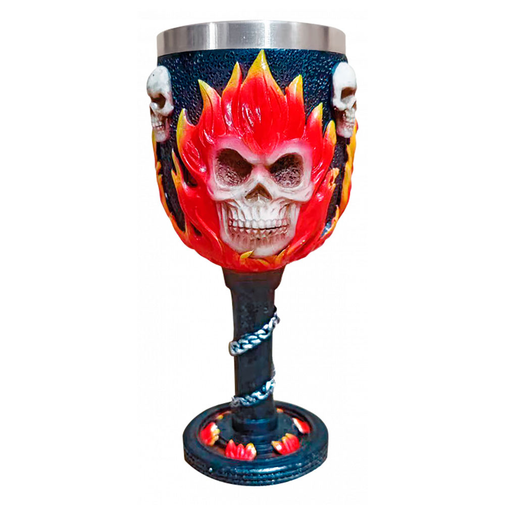 Copa Gótica calavera en llamas (18,5 cm.)