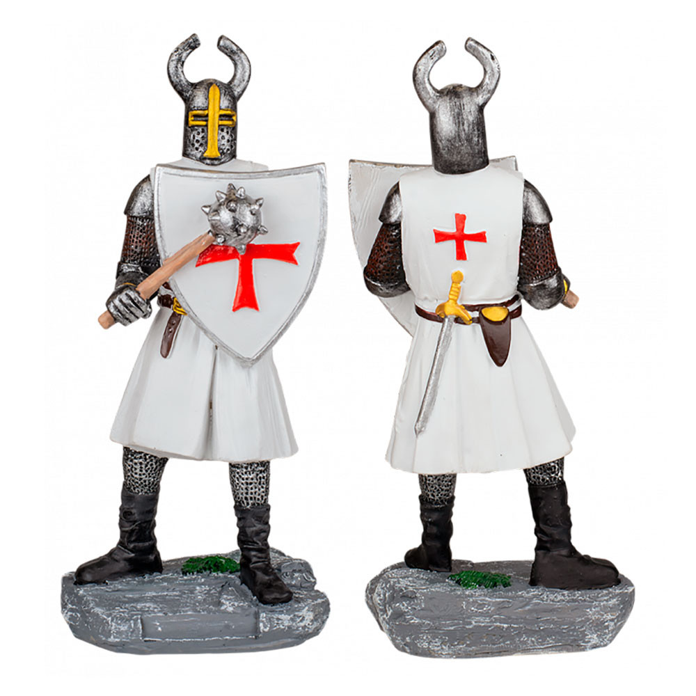 Miniatura caballero templario con escudo y maza (18 cm.)