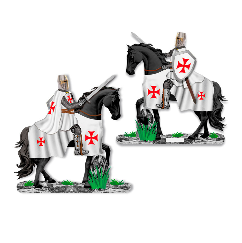 Caballero templario a caballo con espada (12 cm.)