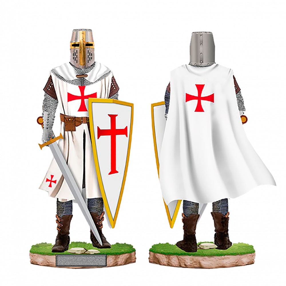 Miniatura caballero templario con casco, escudo y espada (18 cm.)