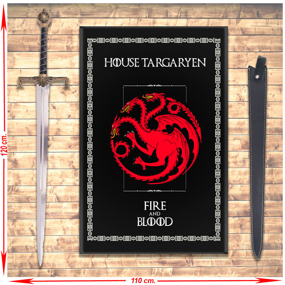 Pack estandarte + Espada de Viserys Targaryen, Juego de Tronos