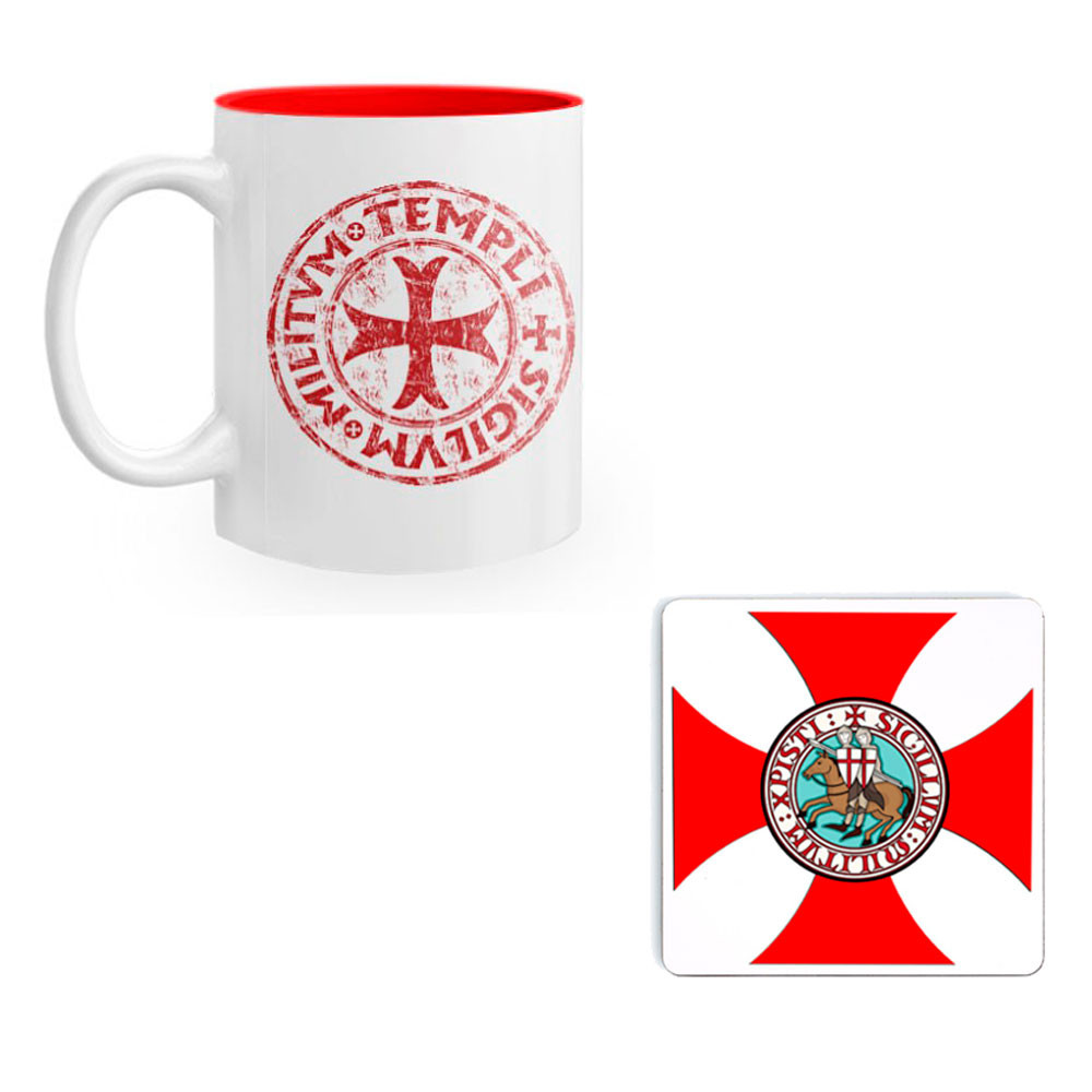 Pack Desayuno Templario: Taza + Posavasos Caballeros Templarios