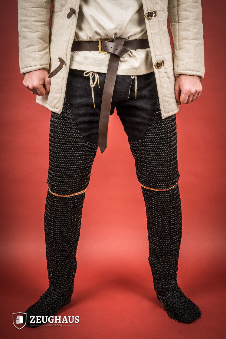 Piernas medievales cota de malla acero bruñido (10 mm.)