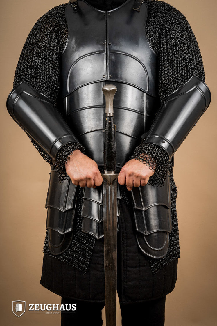 Brazaletes medievales guerrero acero bruñido (27 cm.)