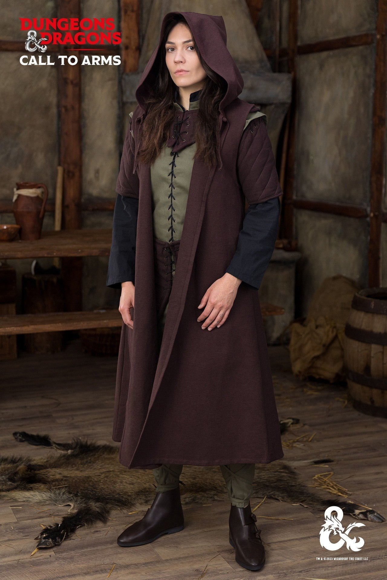 Abrigo medieval algodón modelo Ranger, marrón