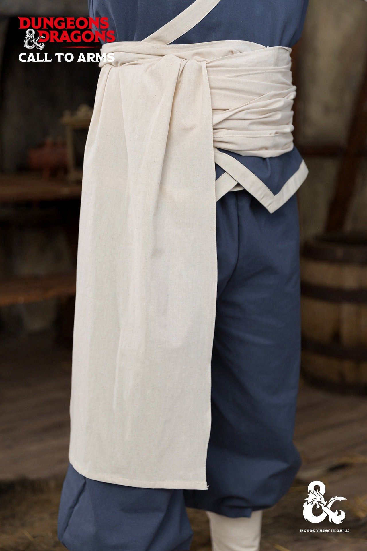 Cinturón medieval de monje en algodón, color blanco