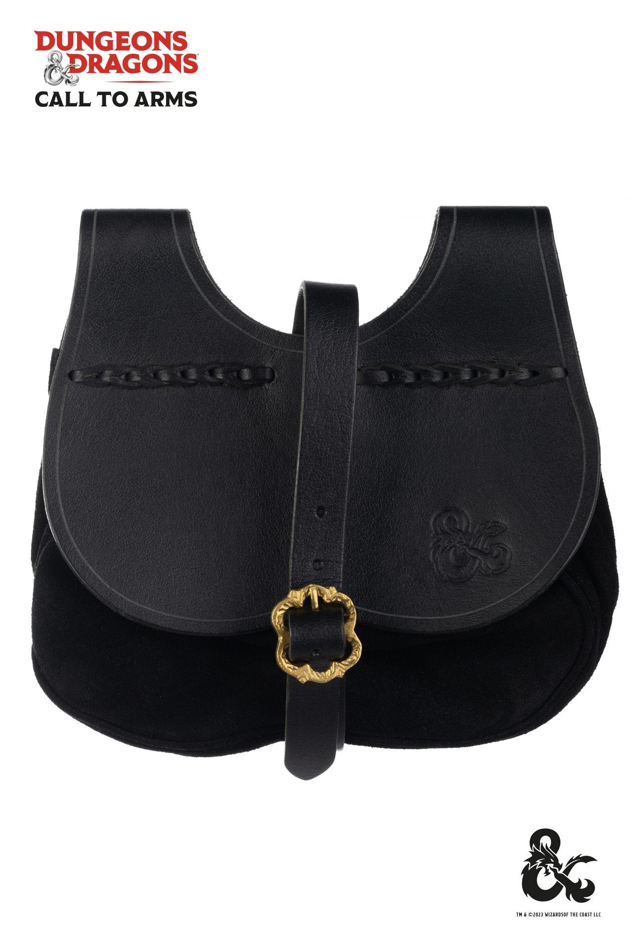 Bolso medieval en cuero modelo Kidney, color negro