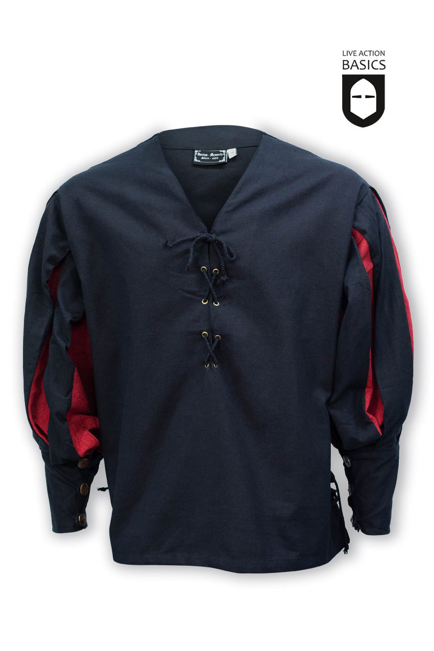 Camisa medieval de Lansquenete, negro-rojo
