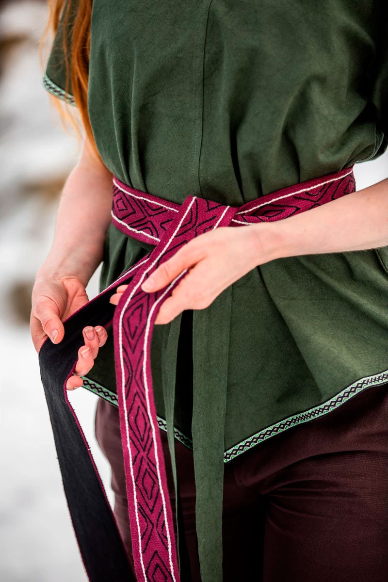 Cinturón vikingo de algodón modelo Caja, rojo