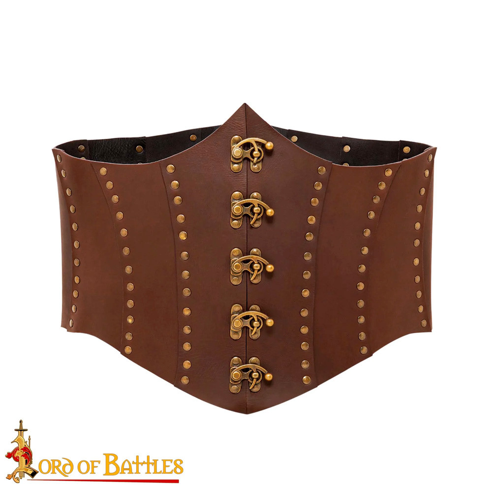 Corsé marrón de cuero pirata Anne Bony