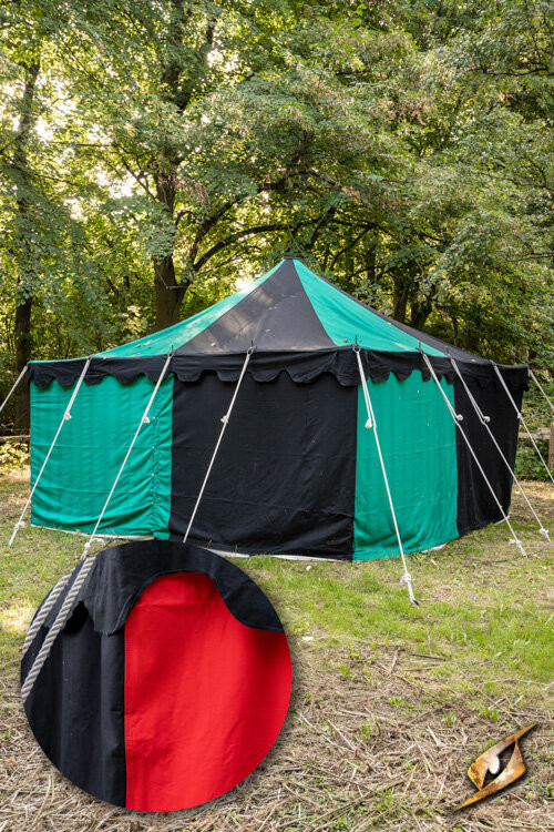 Carpa medieval marquesina, negro-rojo 4 x 4 mts (Versión Compacta)