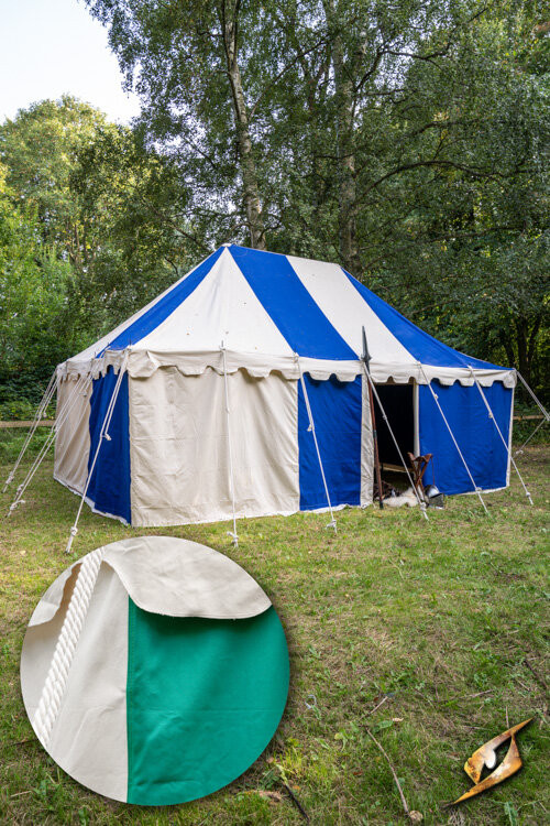 Carpa medieval marquesina, natural-verde 4 x 6 mts. (Versión Compacta)