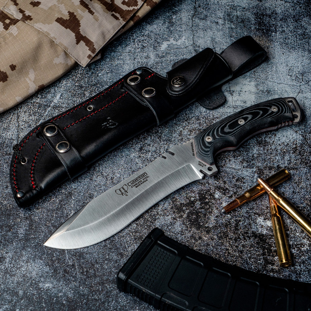 Cuchillo Boina Verde, micarta negra (31,5 cm.)