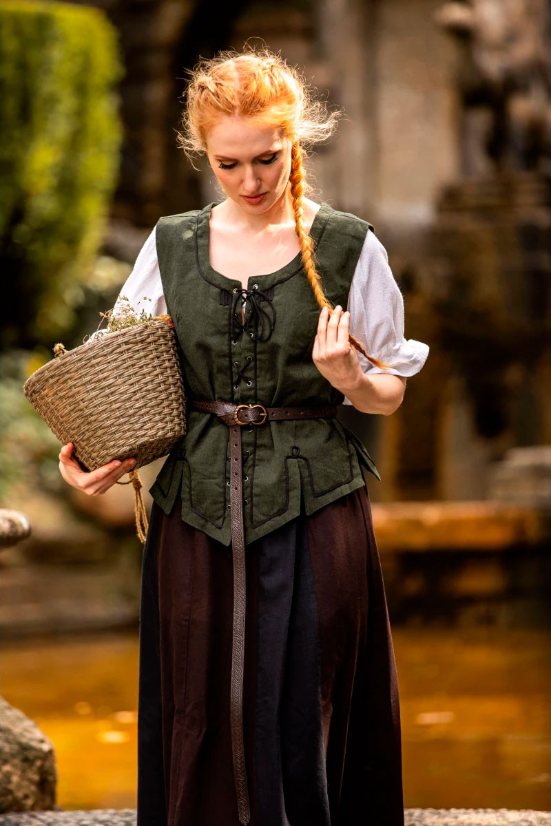 Chaleco medieval mujer modelo Selma, verde
