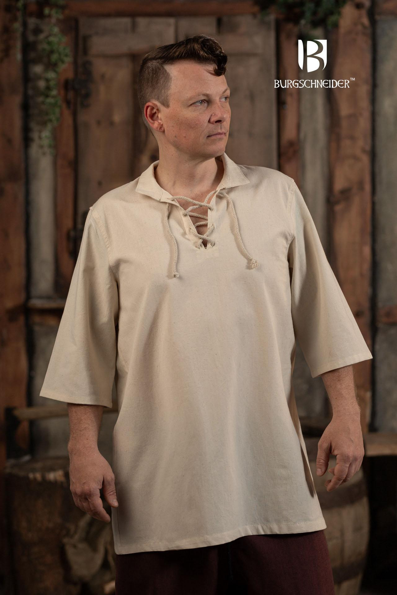 Camisa medieval de verano Aton, blanco natural