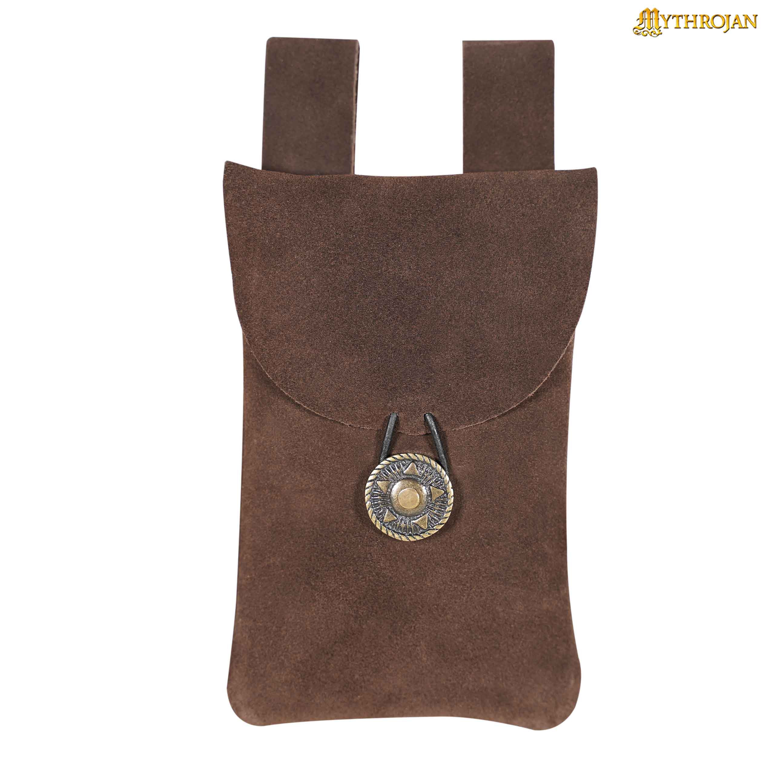 Bolsa riñonera medieval para recreacionistas, marrón oscuro