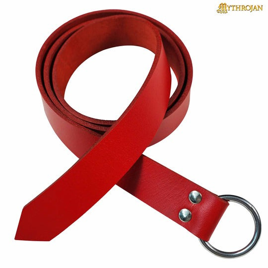 Cinturón vikingo con hebilla redonda, color rojo