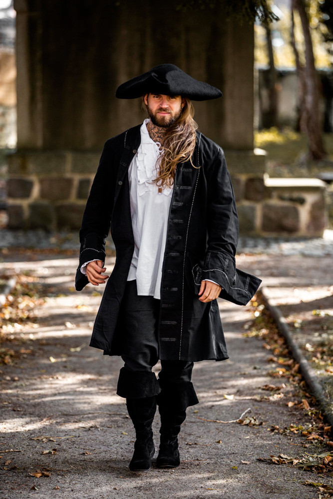 Sombrero Hugo pirata tricornio en lana, negro