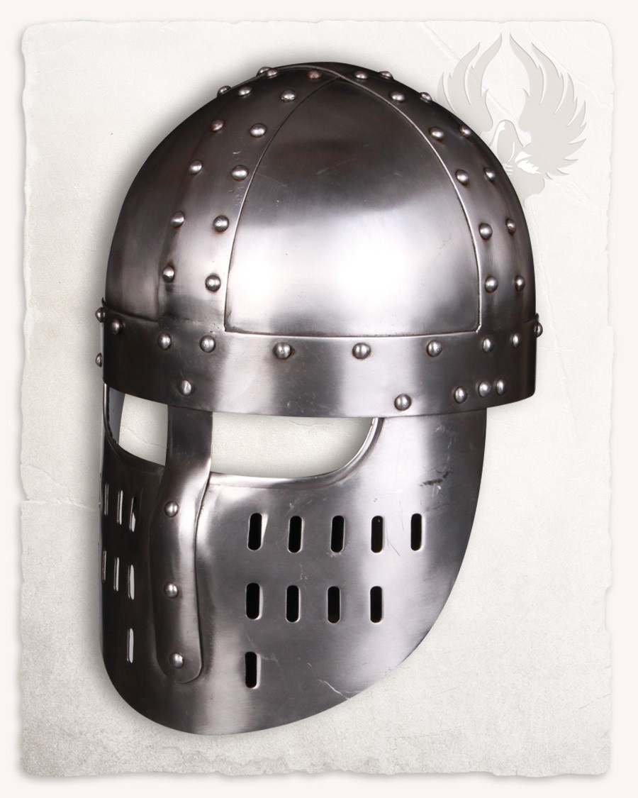 Casco medieval acero pulido modelo Peter