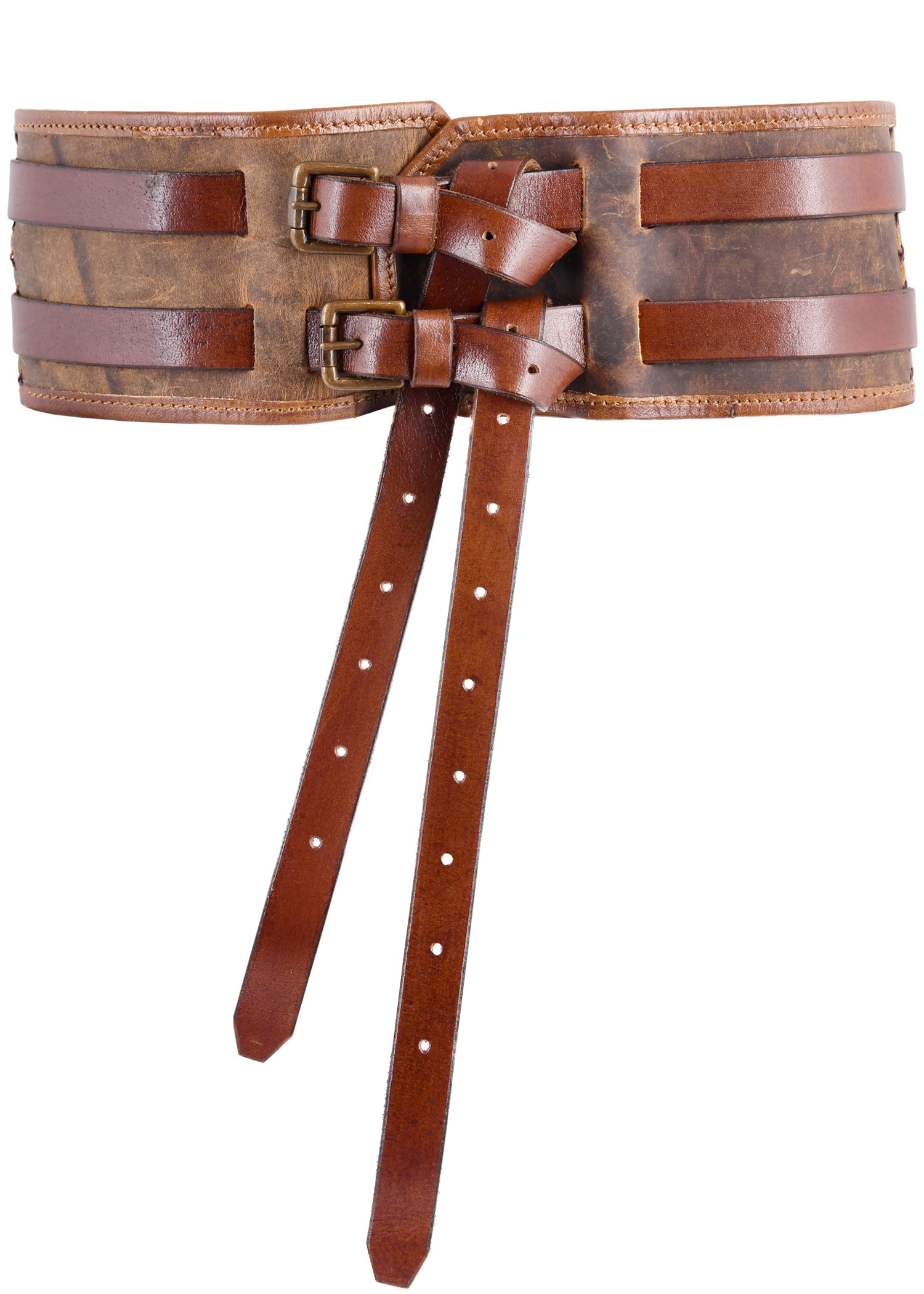 Cinturón medieval doble cuero modelo Sindri, color marrón
