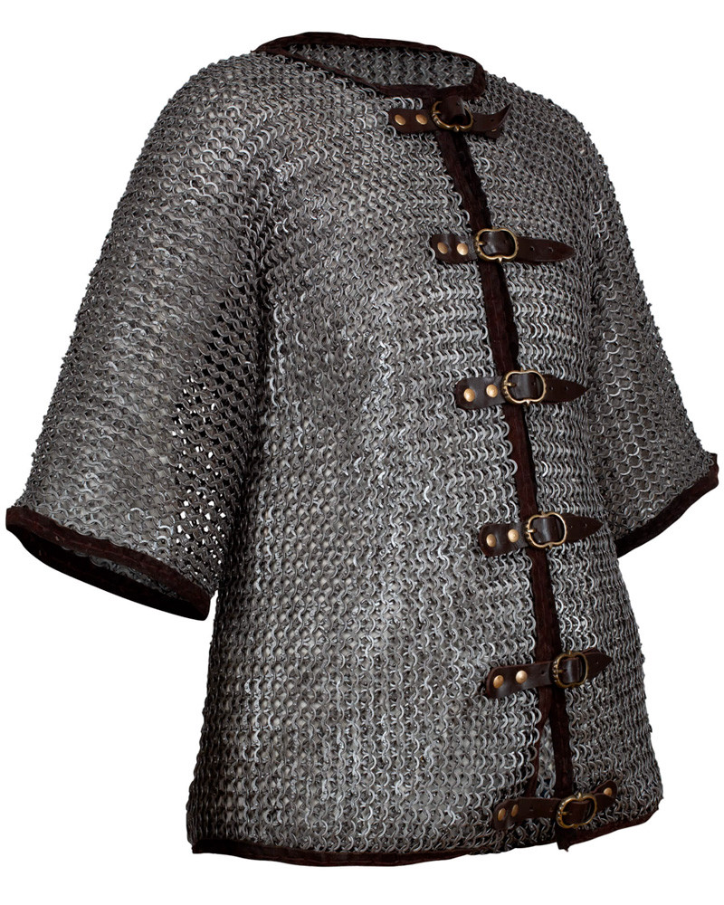 Camisa cota de malla anillo plano remachado, acabado aceitado