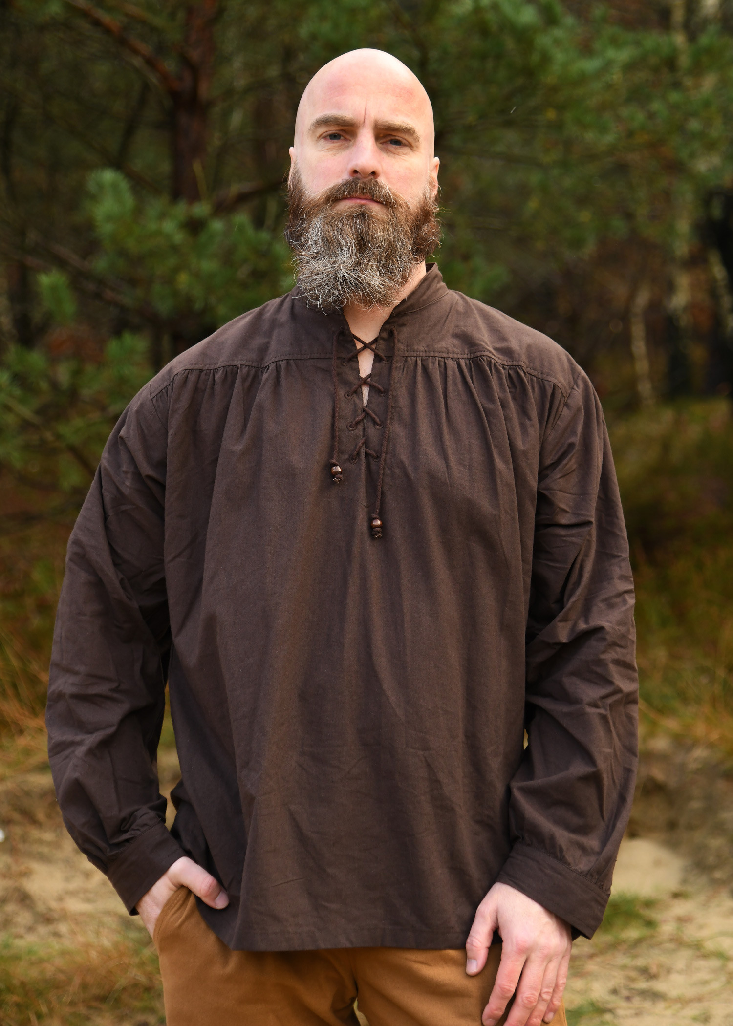 Camisa medieval en algodón modelo Ludwig, color marrón