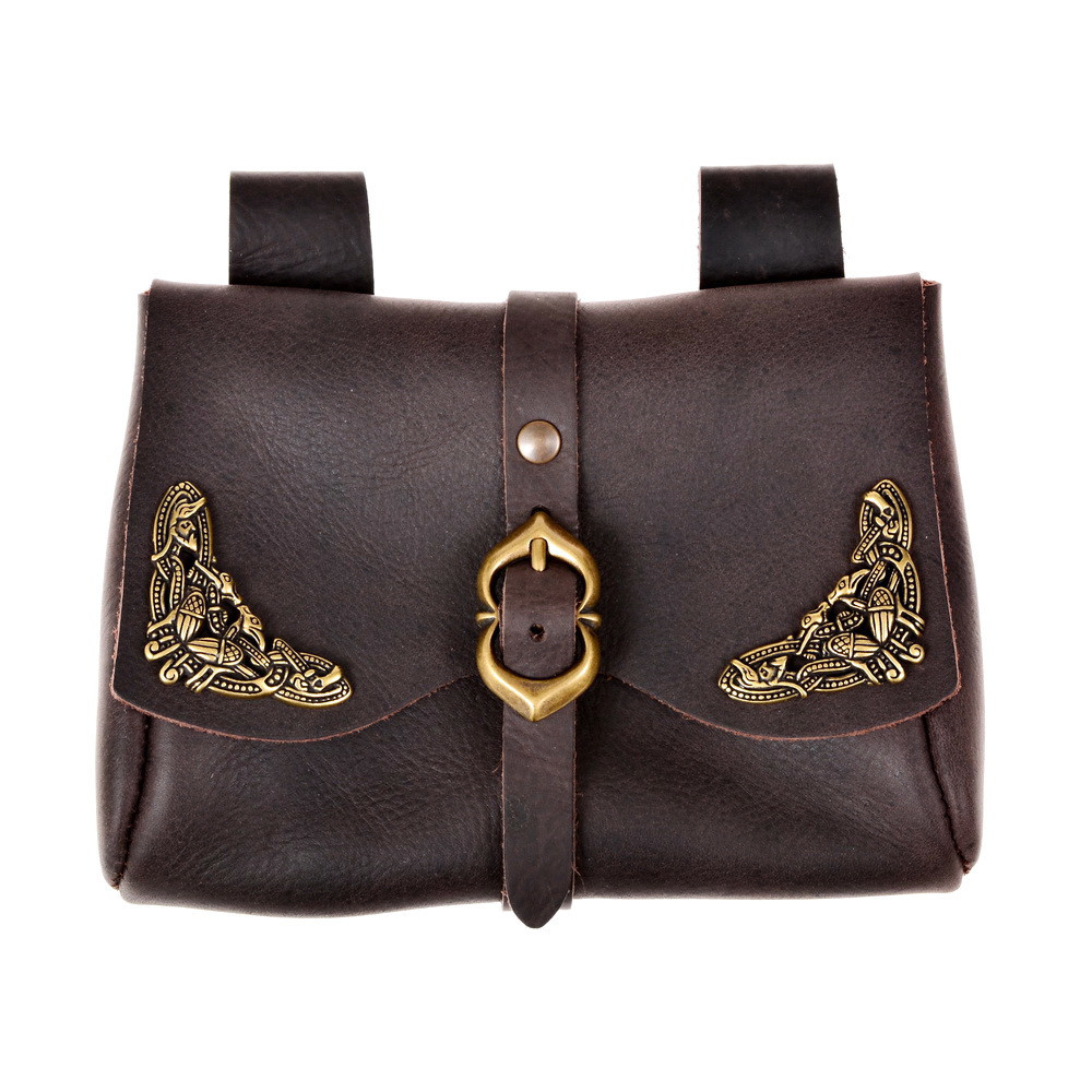 Bolso Medieval Erin con herrajes Celtas - marrón
