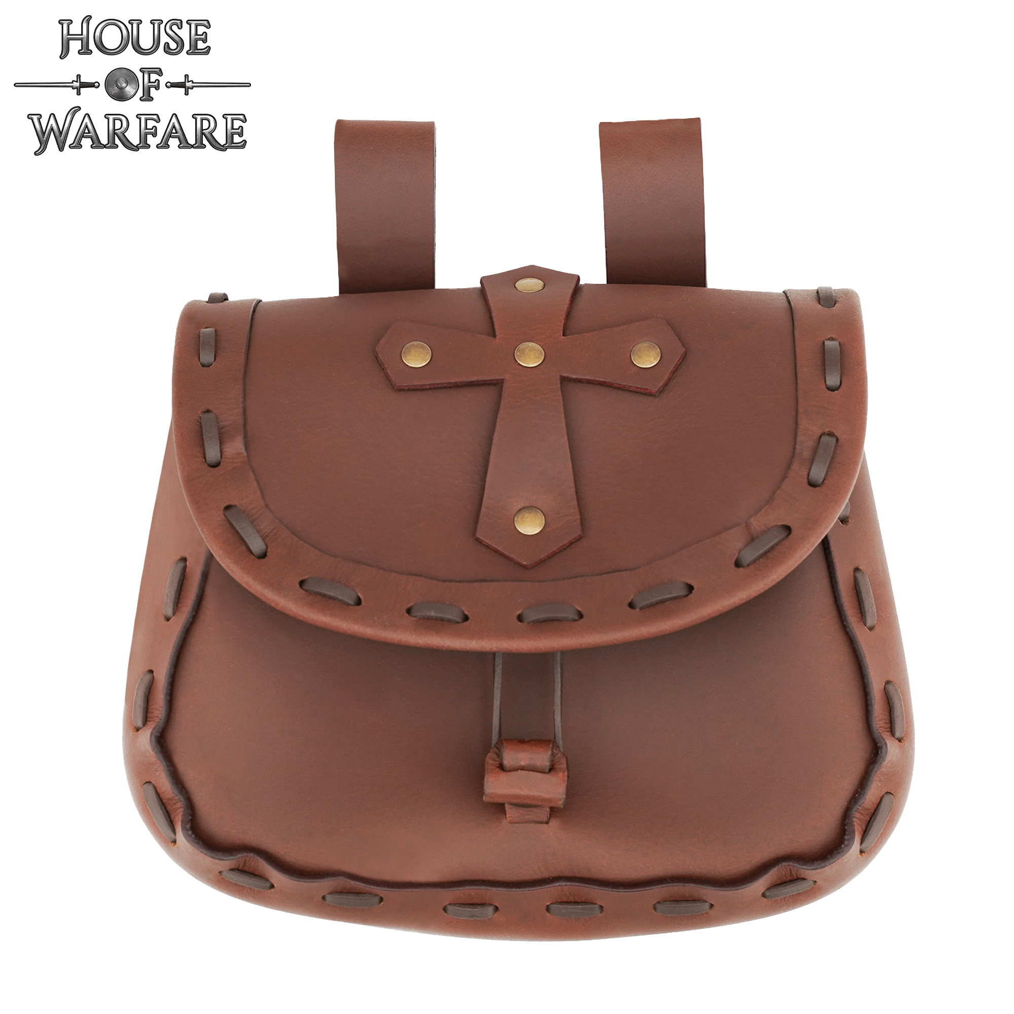 Bolso Medieval Cruz Cristiana en piel marrón