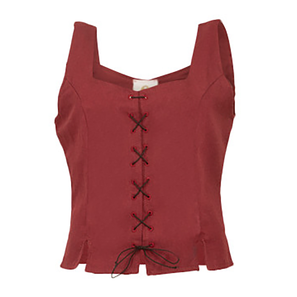 Corpiño medieval mujer Tika en algodón, granate