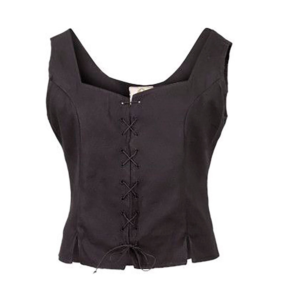 Corpiño medieval mujer Tika en algodón, negro