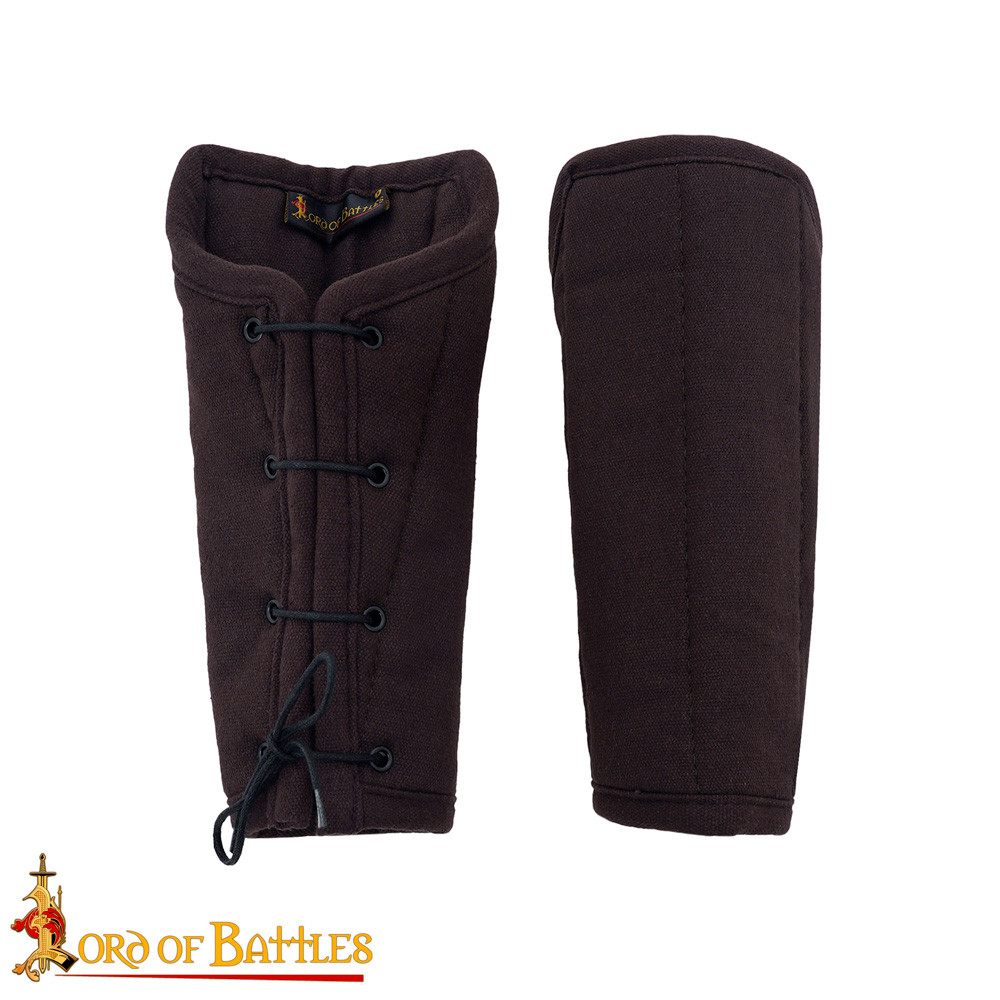 Brazaletes medievales acolchados en algodón, color marrón