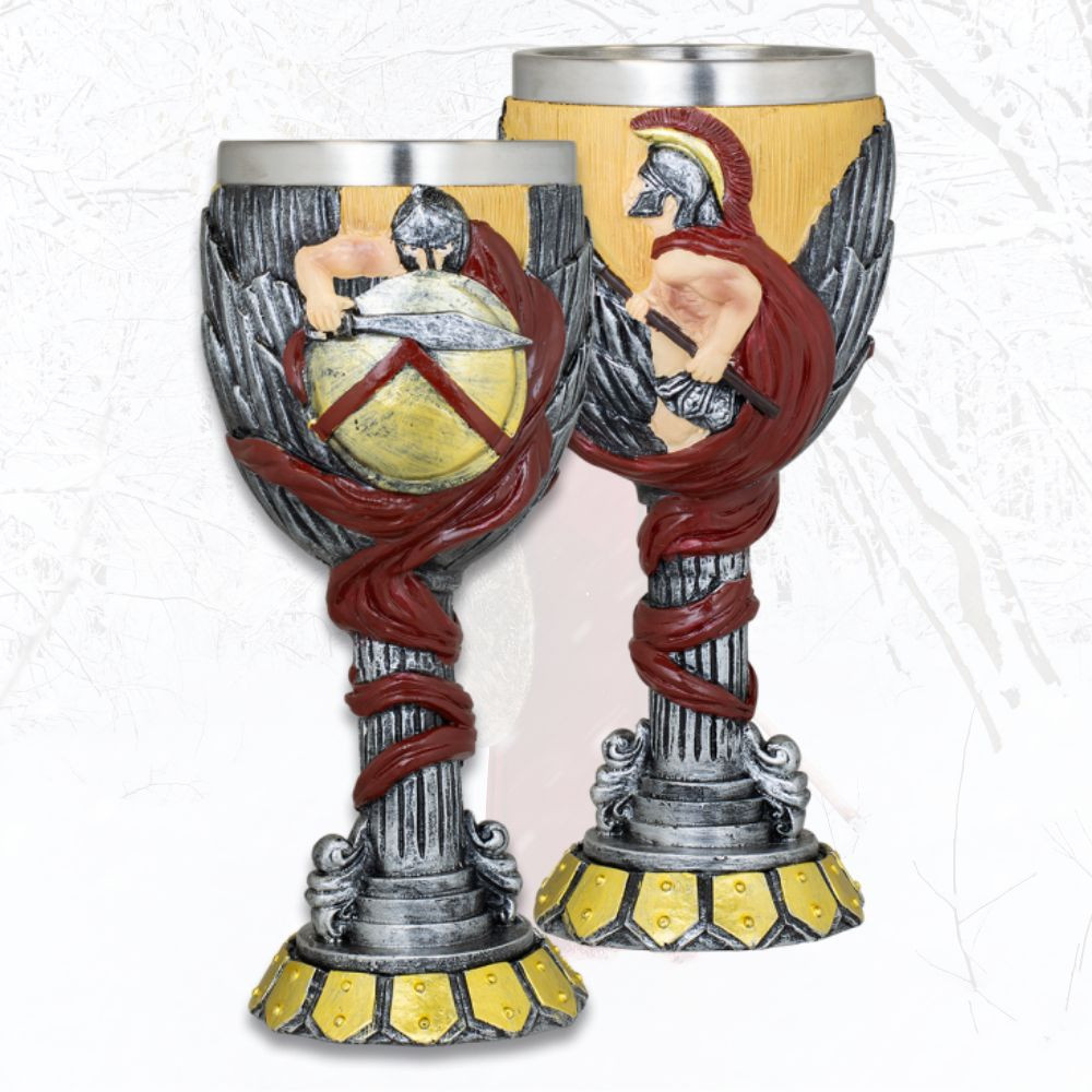 Copa resina decorada casco Espartano (18,5 cm.)