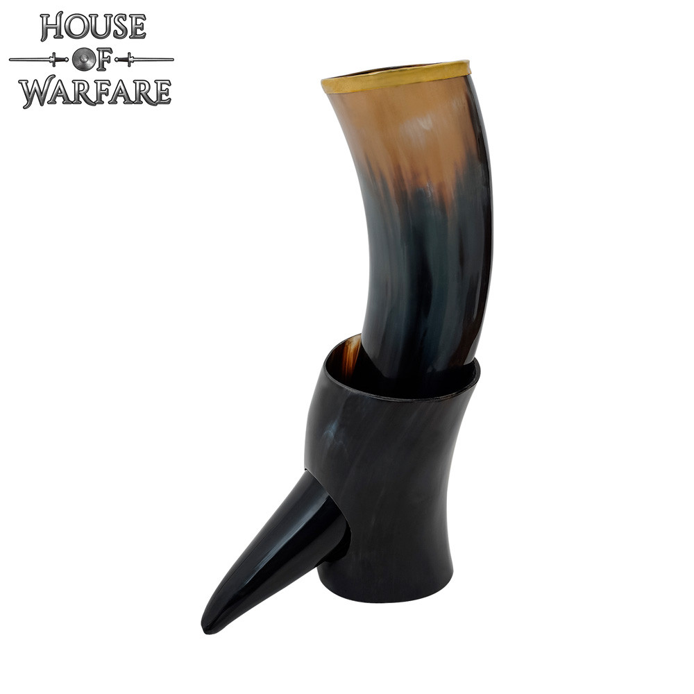 Cuerno vikingo para beber, con soporte