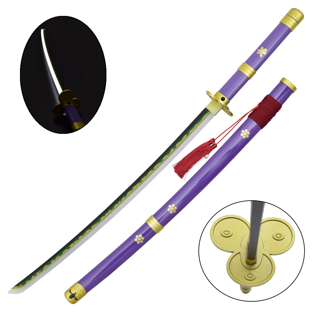 Katana Enma de Zoro púrpura de One Piece con luz