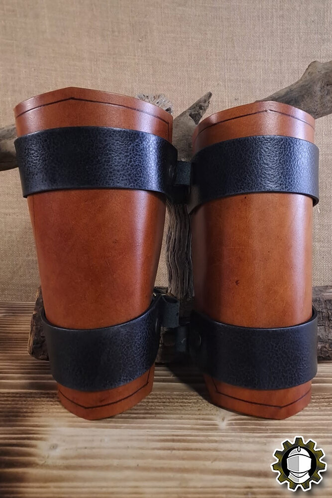 Brazaletes medievales cuero modelo Ragnall, color marrón