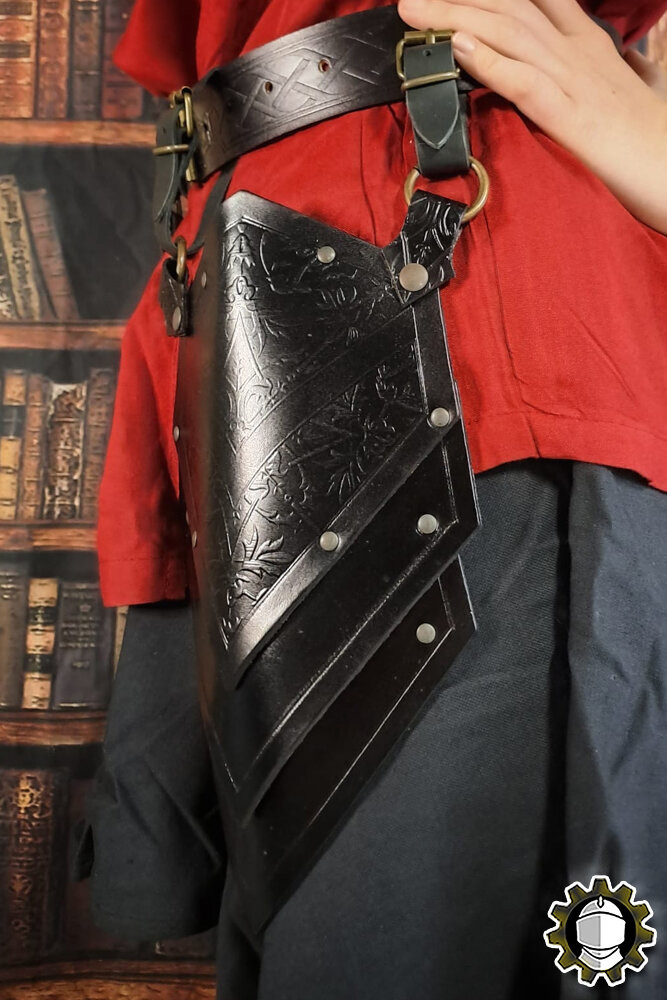 Escarcelas medievales en cuero modelo Senua, color negro