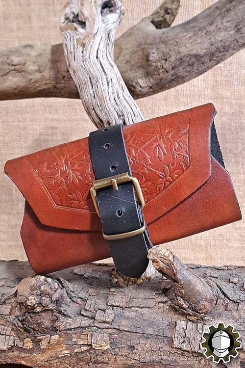 Bolso medieval en cuero marrón para 3 pociones, Tarryon