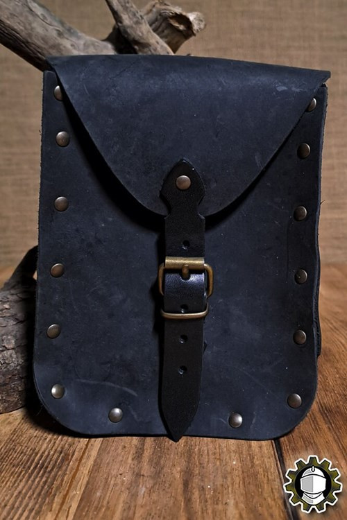 Bolso medieval en cuero negro modelo Jerome